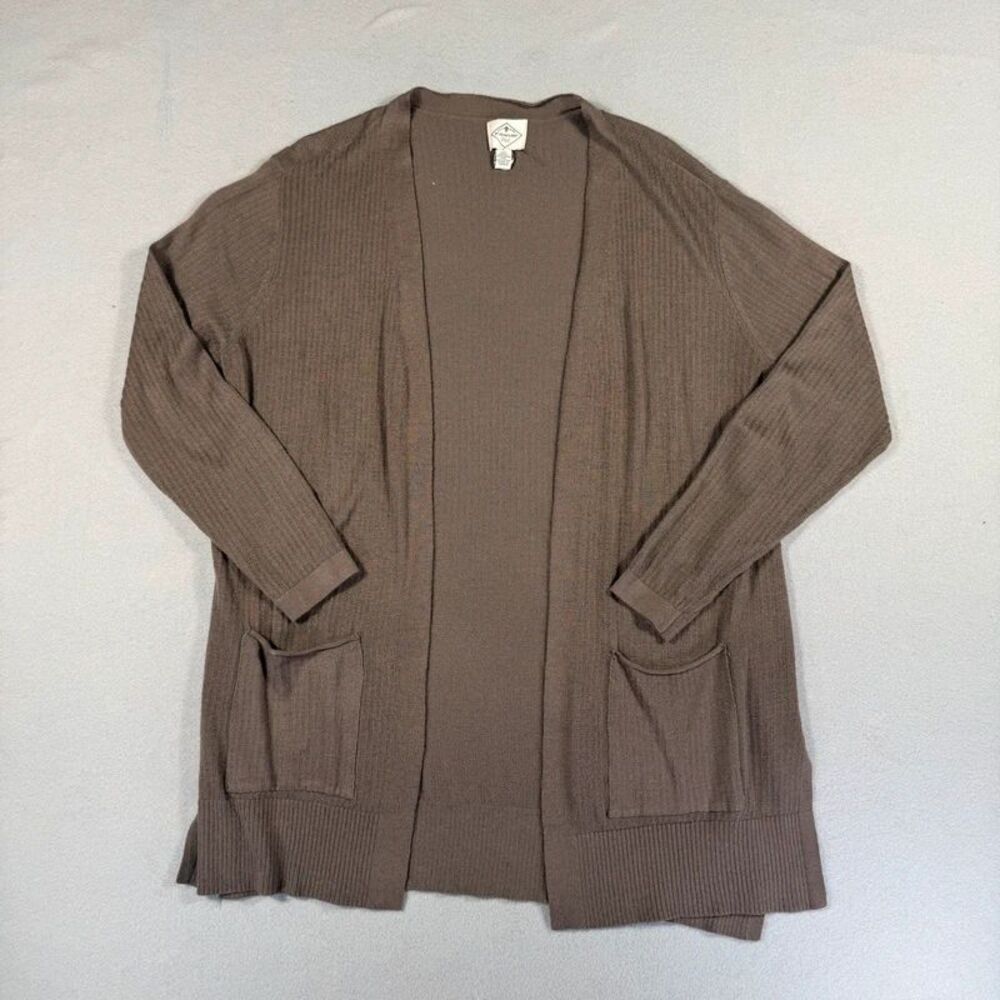 St. John’s Bay Brown Open Knit Cardigan Large Cozy Chic, Boho, Classic Casual